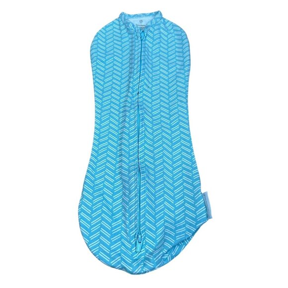 Newborn Swaddle Me Bag Blue Geometric Baby Zip Cozy aztec Boho Country Contemp - Picture 1 of 8